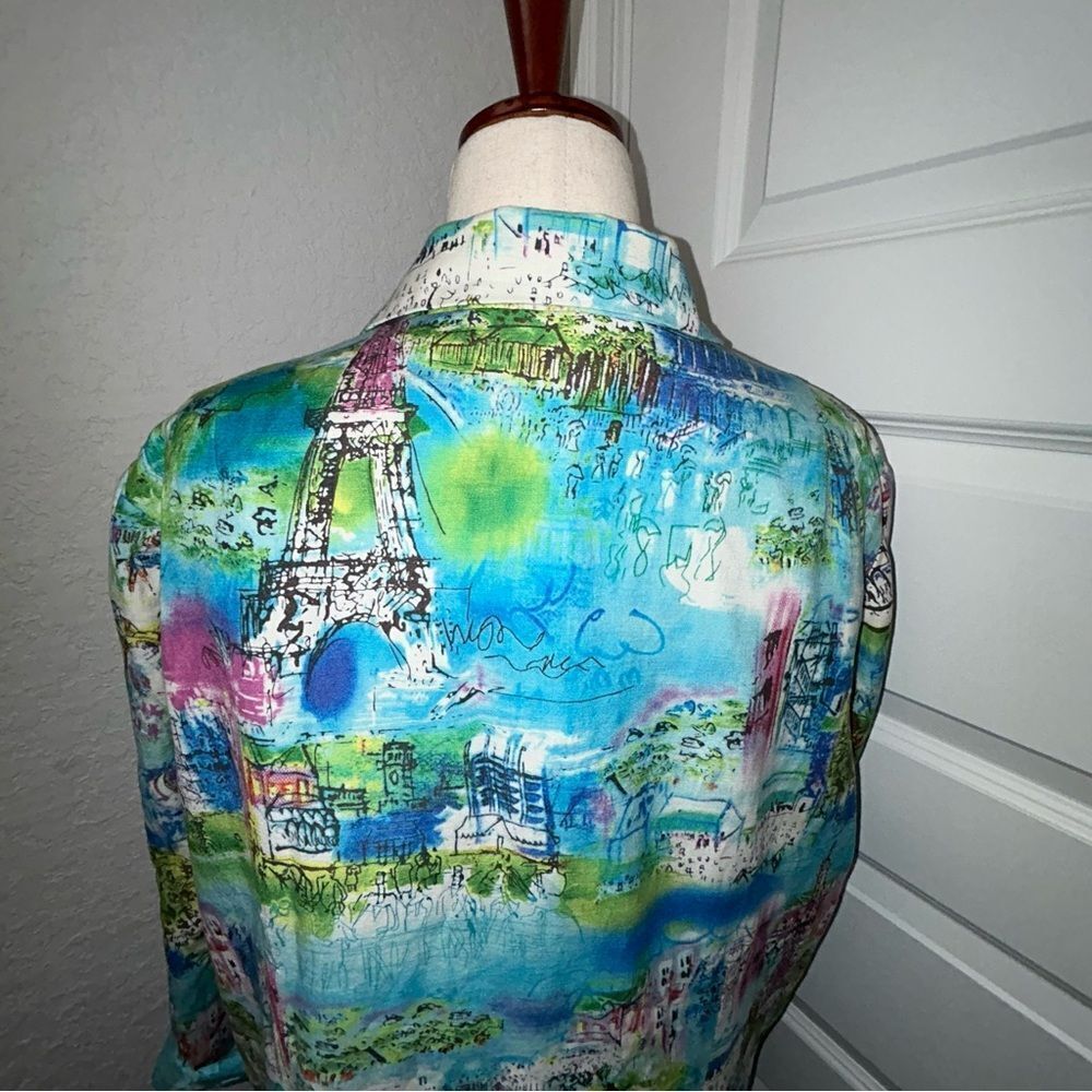 Coldwater Creek Eiffel Tower Button Front Long Sleeve Linen Blend Jacket Coat - Picture 7 of 9